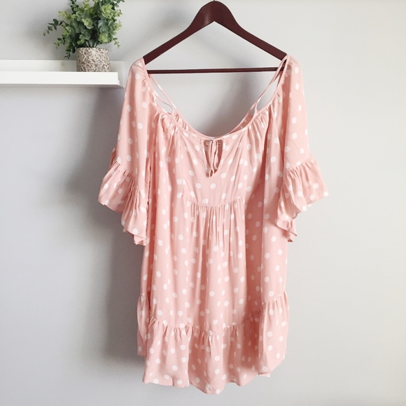 Tularosa Dresses & Skirts - Tularosa | Hattie Polka Dot Cold Shoulder Dress